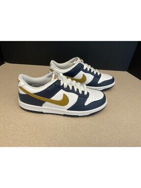 New! Youths Nike Dunk Low Midnight Navy Wheat Athletic Shoes. Size 4.5Y. Awesome